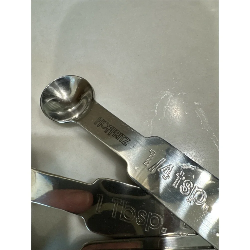 Vintage Hoffritz Stainless Steel 4 Measuring Spoons with Ring Rostfrei Inox